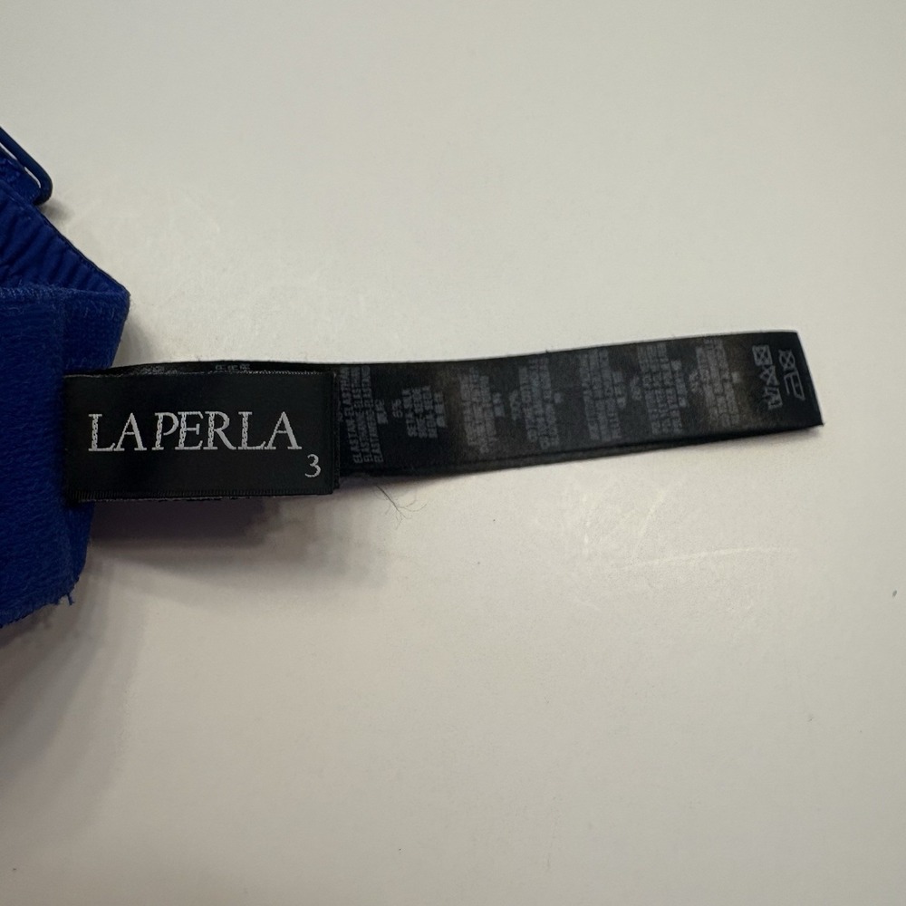 La Perla Padded Bra US 36C Eur 80 Blue Floral Embroidered Lace Italy Luxury Silk - Picture 8 of 12